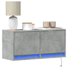 Tv-wandmeubel van bewerkt hout in gerookt eiken voor duurzame installatie - Betongrijs / 1 / 80 cm - Tv-meubels