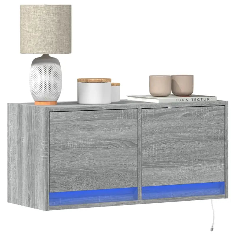 Tv-wandmeubel van bewerkt hout in gerookt eiken voor duurzame installatie - Grijs sonoma / 1 / 80 cm - Tv-meubels