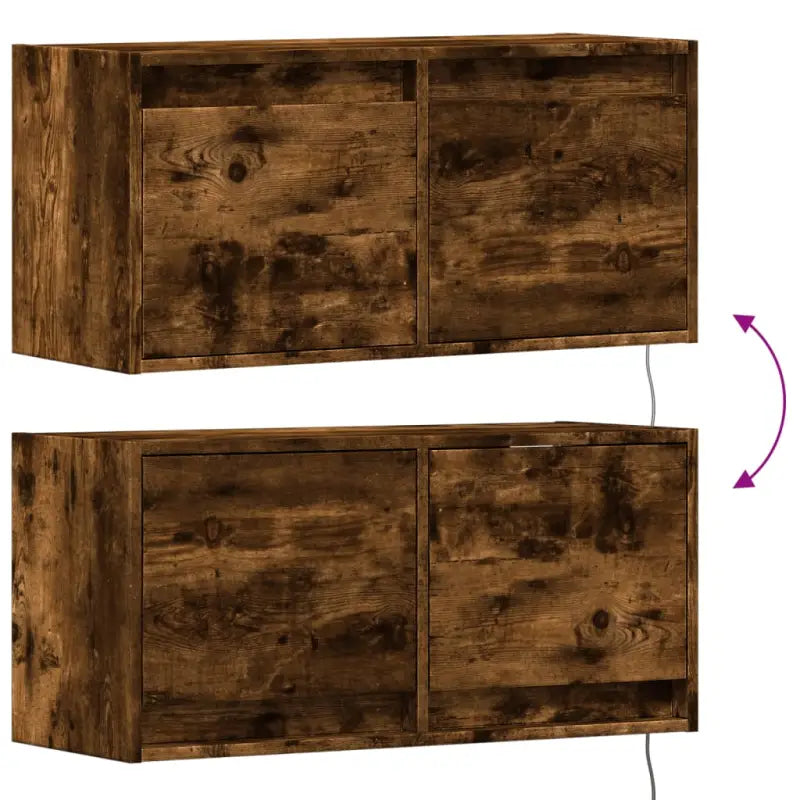 Tv-wandmeubel van bewerkt hout in gerookt eiken voor duurzame installatie - Tv-meubels