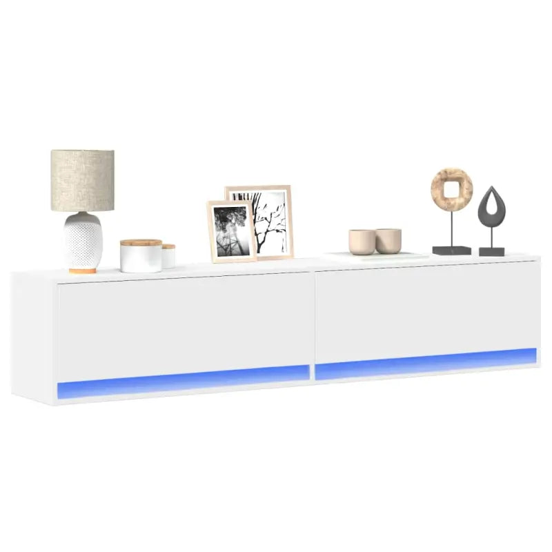 Tv-wandmeubel van bewerkt hout in gerookt eiken voor duurzame installatie - Wit / 1 / 180 cm - Tv-meubels