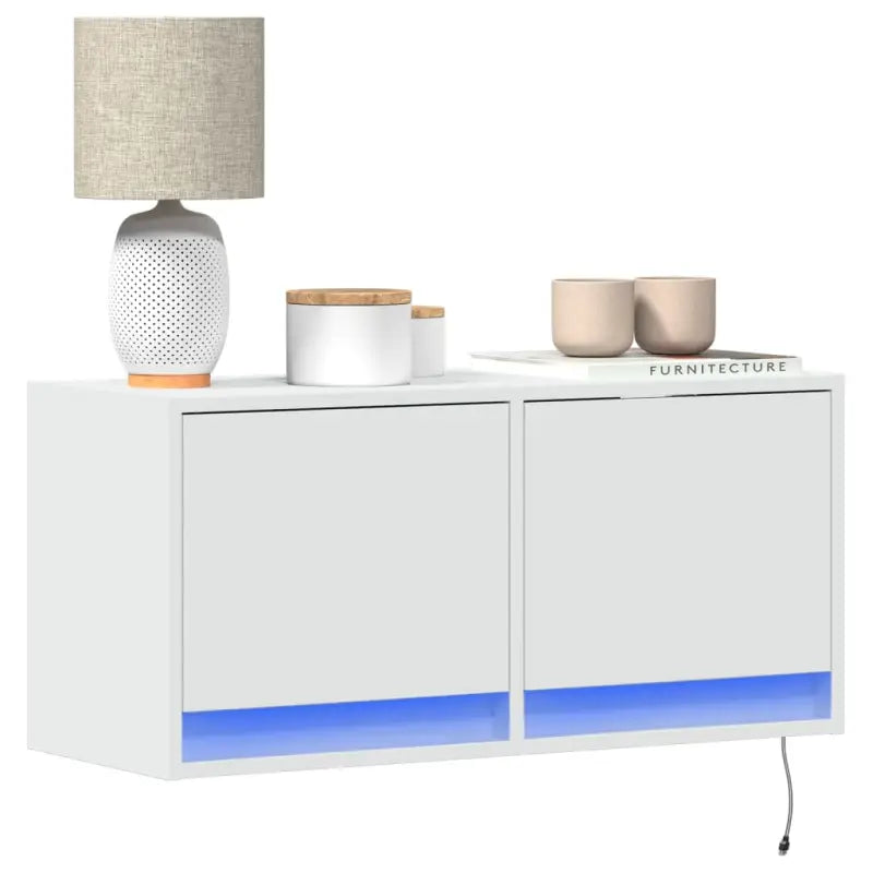 Tv-wandmeubel van bewerkt hout in gerookt eiken voor duurzame installatie - Wit / 1 / 80 cm - Tv-meubels