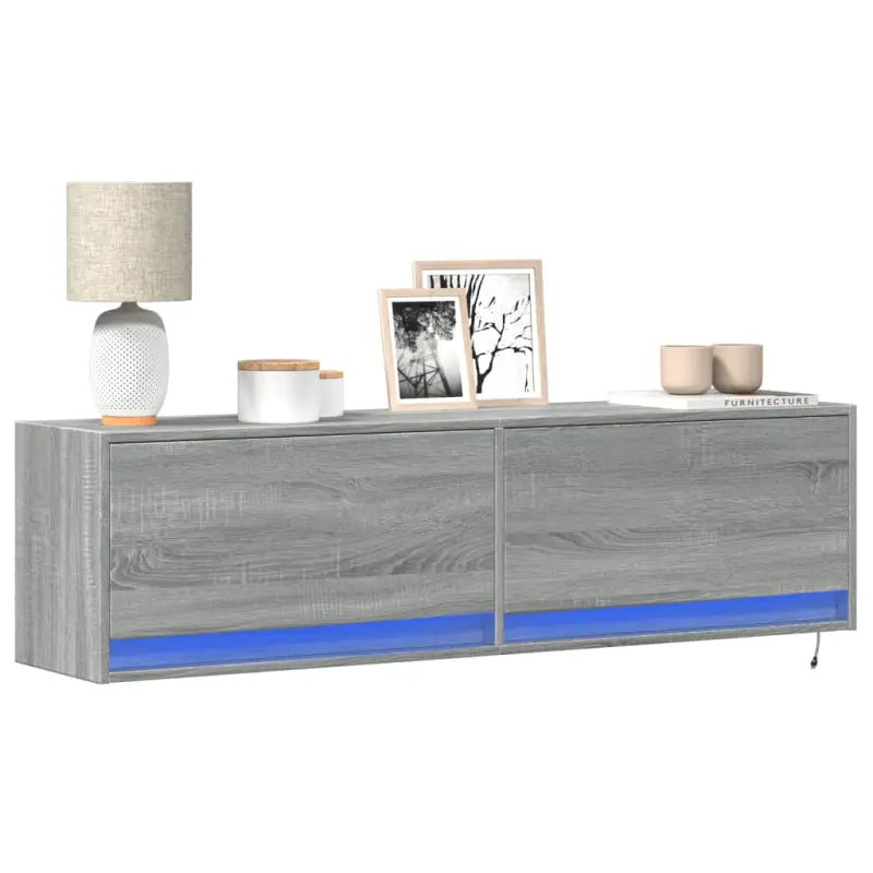 Tv-wandmeubel van bewerkt hout in gerookt eiken voor duurzame installatie - Grijs sonoma / 1 / 140 cm - Tv-meubels