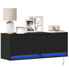 Tv-wandmeubel van bewerkt hout in gerookt eiken voor duurzame installatie - Zwart / 1 / 100 cm - Tv-meubels