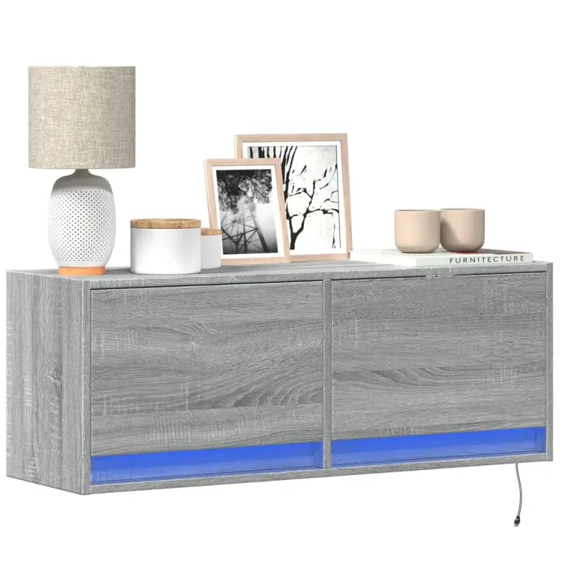 Tv-wandmeubel van bewerkt hout in gerookt eiken voor duurzame installatie - Grijs sonoma / 1 / 100 cm - Tv-meubels