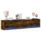 Tv-wandmeubel van bewerkt hout in gerookt eiken voor duurzame installatie - Gerookt eiken / 1 / 180 cm - Tv-meubels