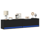Tv-wandmeubel van bewerkt hout in gerookt eiken voor duurzame installatie - Zwart / 1 / 180 cm - Tv-meubels
