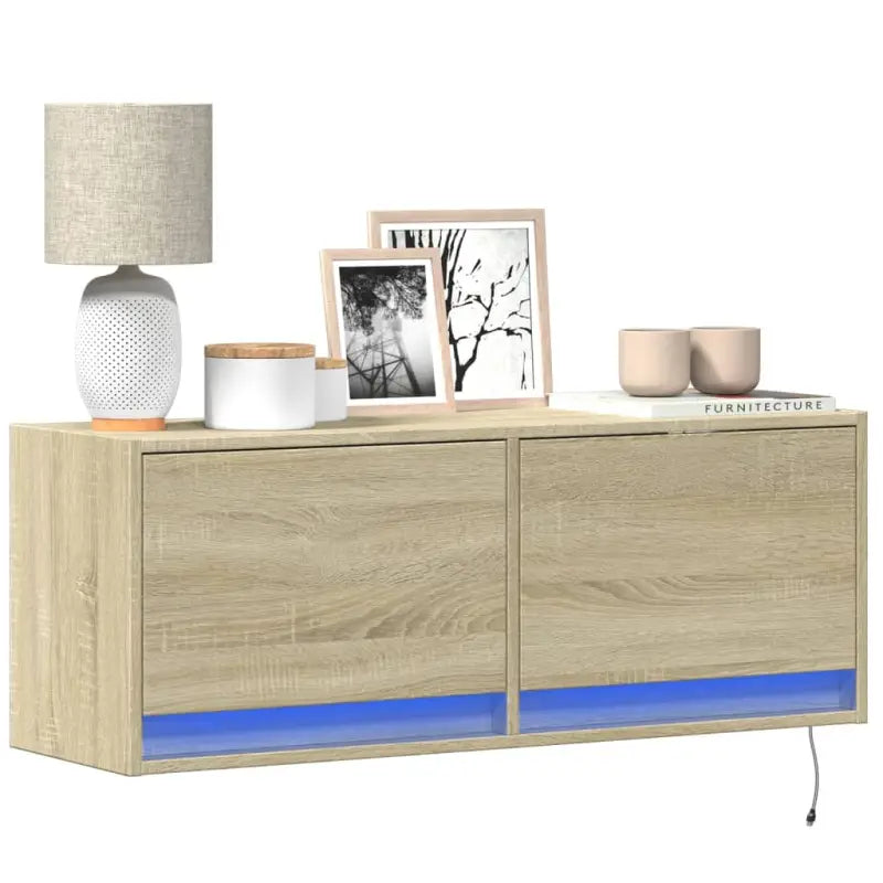 Tv-wandmeubel van bewerkt hout in gerookt eiken voor duurzame installatie - Sonoma eiken / 1 / 100 cm - Tv-meubels