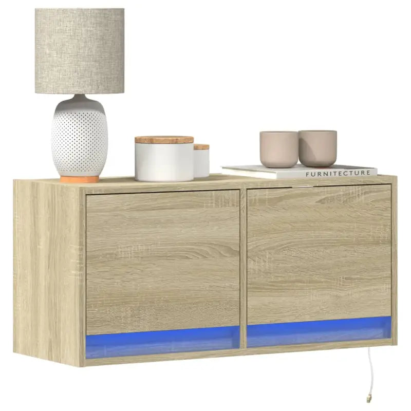 Tv-wandmeubel van bewerkt hout in gerookt eiken voor duurzame installatie - Sonoma eiken / 1 / 80 cm - Tv-meubels