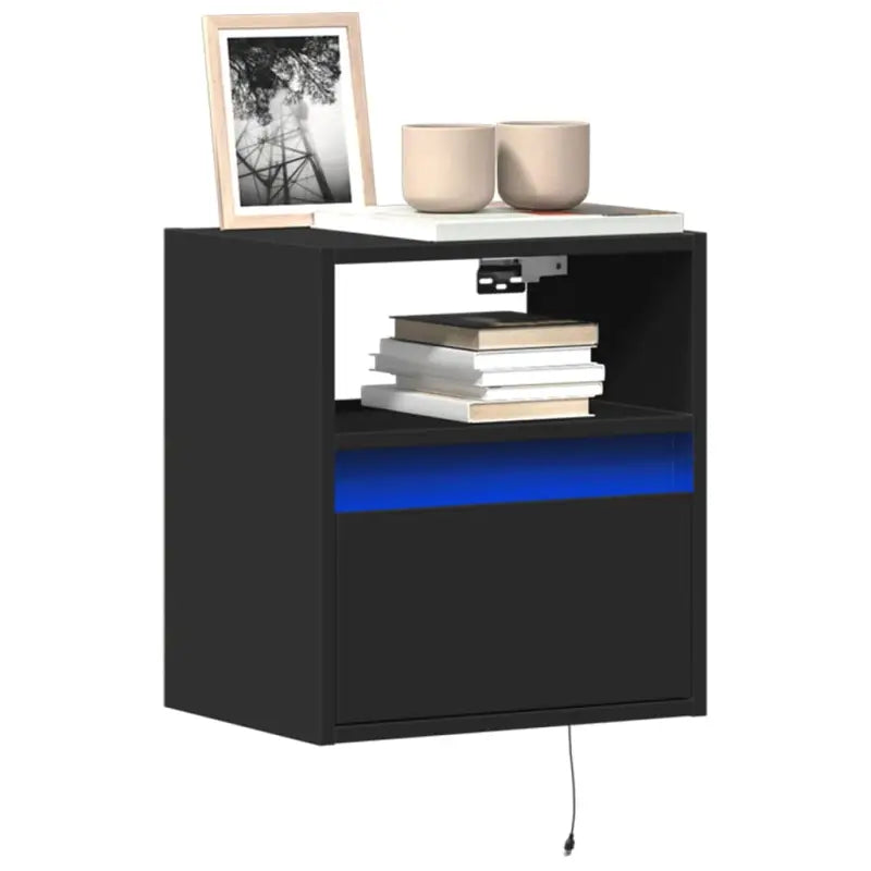 Tv-wandmeubel van bewerkt hout in gerookt eiken voor stabiele opstelling - Zwart / 2 / 41 cm - Tv-meubels