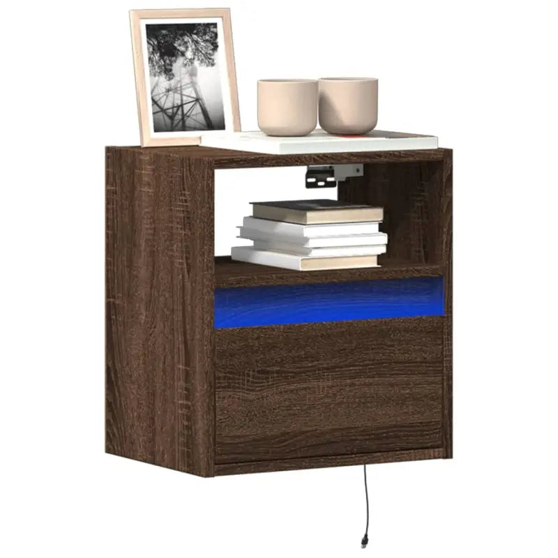 Tv-wandmeubel van bewerkt hout in gerookt eiken voor stabiele opstelling - bruin eikenkleur / 1 / 41 cm - Tv-meubels