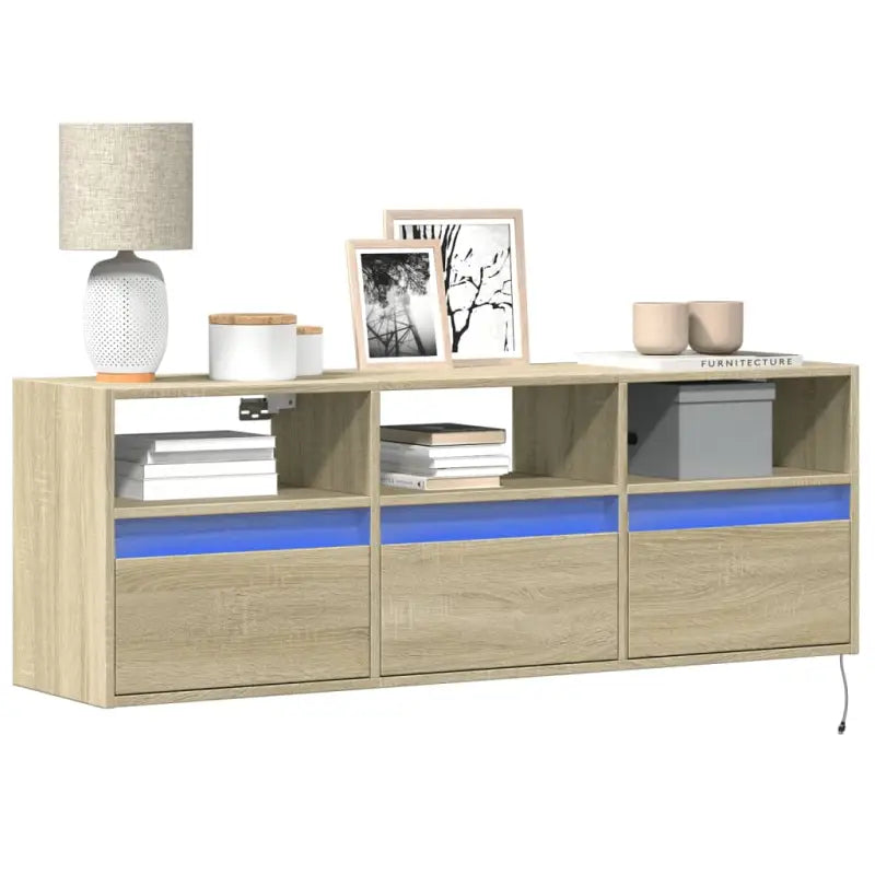 Tv-wandmeubel van bewerkt hout in gerookt eiken voor stabiele opstelling - Sonoma eiken / 1 / 130 cm - Tv-meubels