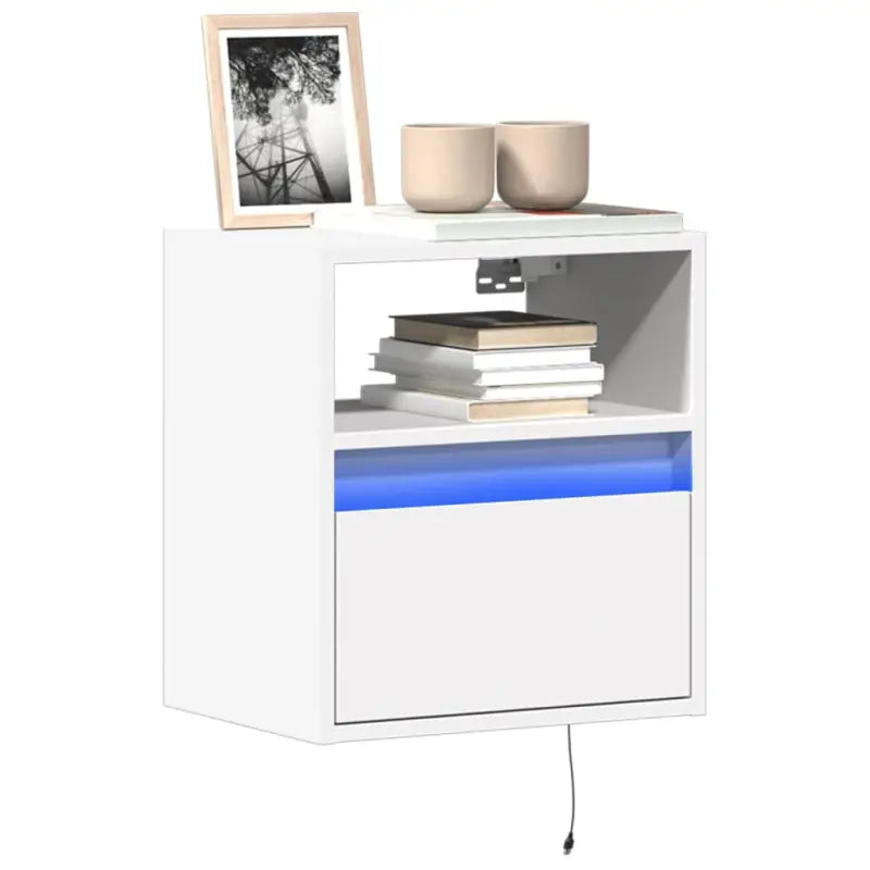Tv-wandmeubel van bewerkt hout in gerookt eiken voor stabiele opstelling - Wit / 1 / 41 cm - Tv-meubels