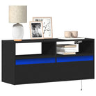 Tv-wandmeubel van bewerkt hout in gerookt eiken voor stabiele opstelling - Zwart / 1 / 100 cm - Tv-meubels