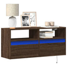 Tv-wandmeubel van bewerkt hout in gerookt eiken voor stabiele opstelling - bruin eikenkleur / 1 / 100 cm - Tv-meubels