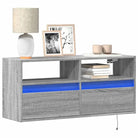Tv-wandmeubel van bewerkt hout in gerookt eiken voor stabiele opstelling - Grijs sonoma / 1 / 100 cm - Tv-meubels