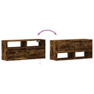 Tv-wandmeubel van bewerkt hout in gerookt eiken voor stabiele opstelling - Tv-meubels