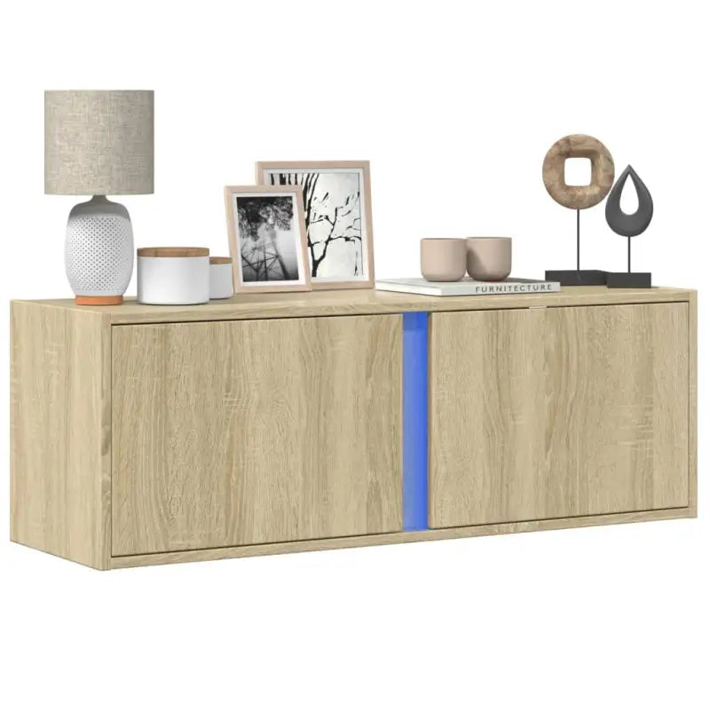 Tv-wandmeubel van bewerkt hout in grijs sonoma voor een nette woonkamer - Sonoma eiken / 1 / 100 cm - Tv-meubels