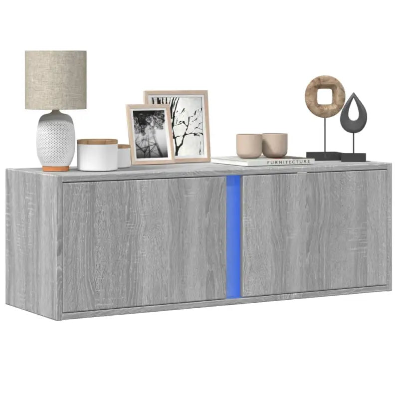Tv-wandmeubel van bewerkt hout in grijs sonoma voor een nette woonkamer - Tv-meubels