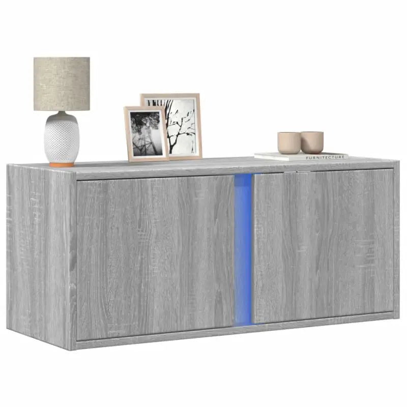 Tv-wandmeubel van bewerkt hout in grijs sonoma voor een nette woonkamer - Grijs sonoma / 1 / 80 cm - Tv-meubels