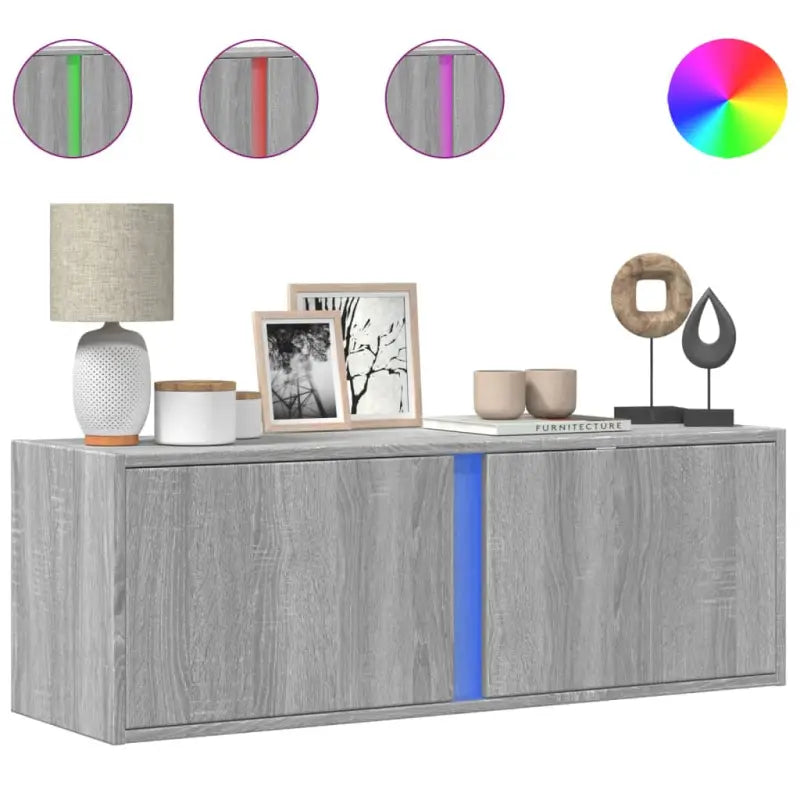 Tv-wandmeubel van bewerkt hout in grijs sonoma voor een nette woonkamer - Tv-meubels