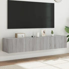 Tv-wandmeubelen met rgb led-verlichting voor een stijlvolle woonkamer - Grijs sonoma / 80 x 35 x 31 cm / 2 - Tv-meubels