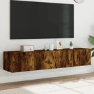 Tv-wandmeubelen met rgb led-verlichting voor een stijlvolle woonkamer - Gerookt eiken / 80 x 35 x 31 cm / 2 - Tv-meubels