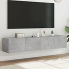 Tv-wandmeubelen met rgb led-verlichting voor een stijlvolle woonkamer - Betongrijs / 80 x 35 x 31 cm / 2 - Tv-meubels