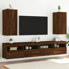 Tv-wandmeubelen met rgb led-verlichting voor een stijlvolle woonkamer - bruin eikenkleur / 30.5 x 35 x 70 cm / 2