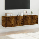 Tv-wandmeubelen met rgb led-verlichting voor een stijlvolle woonkamer - Gerookt eiken / 60 x 35 x 31 cm / 2 - Tv-meubels