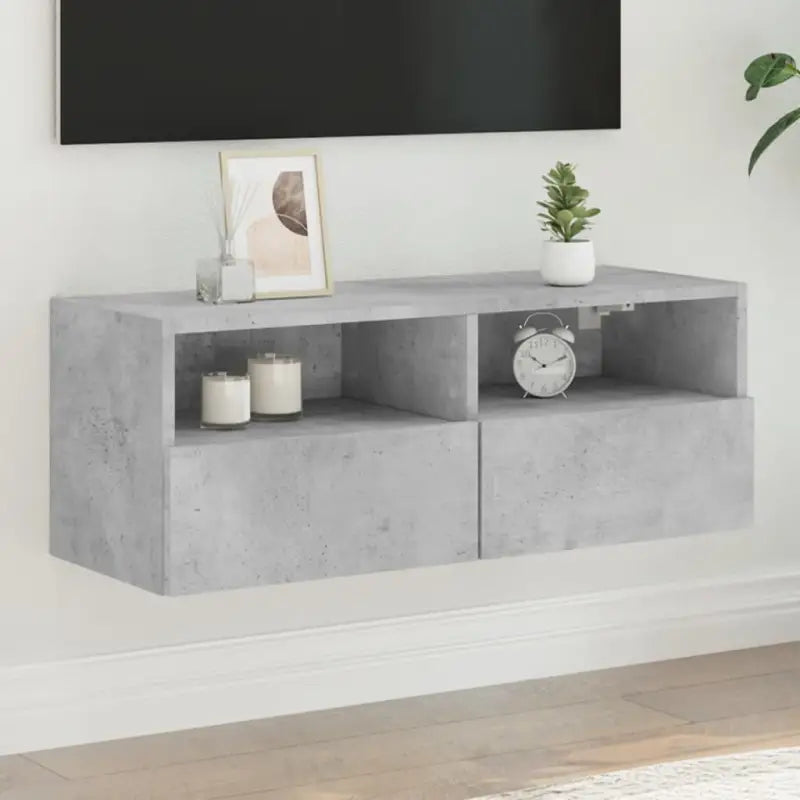 Tv-wandmeubels van bewerkt hout voor een opgeruimde woonkamer - Betongrijs / 1 / 80 cm - Tv-meubels