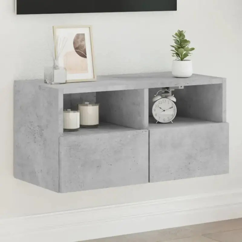 Tv-wandmeubels van bewerkt hout voor een opgeruimde woonkamer - Betongrijs / 1 / 60 cm - Tv-meubels