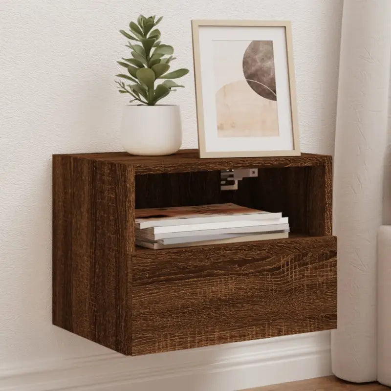 Tv-wandmeubels van bewerkt hout voor een opgeruimde woonkamer - bruin eikenkleur / 2 / 40 cm - Tv-meubels