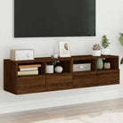 Tv-wandmeubels van bewerkt hout voor een opgeruimde woonkamer - bruin eikenkleur / 2 / 60 cm - Tv-meubels