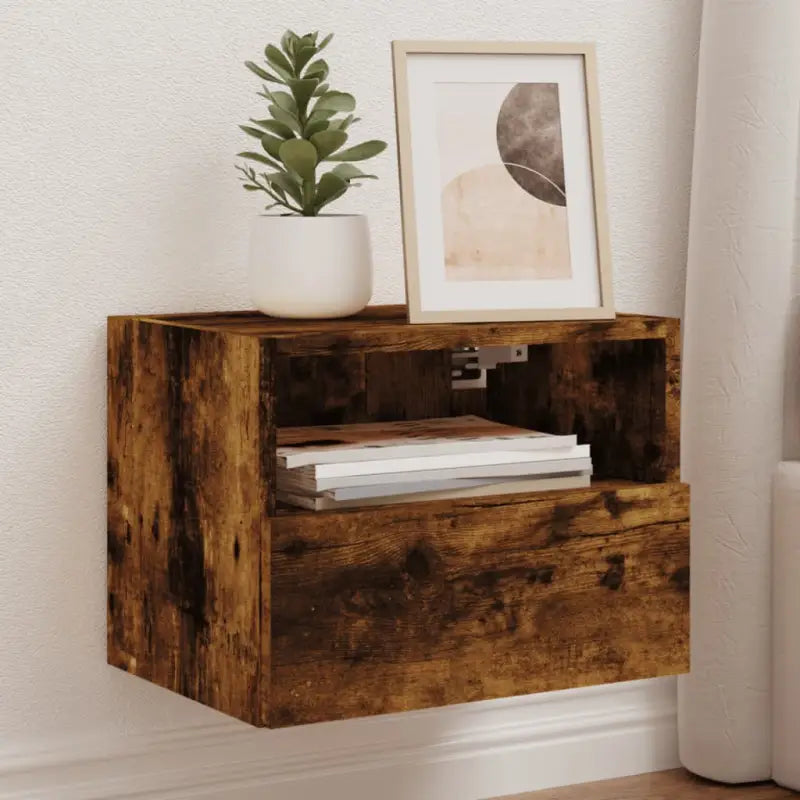 Tv-wandmeubels van bewerkt hout voor een opgeruimde woonkamer - Gerookt eiken / 1 / 40 cm - Tv-meubels