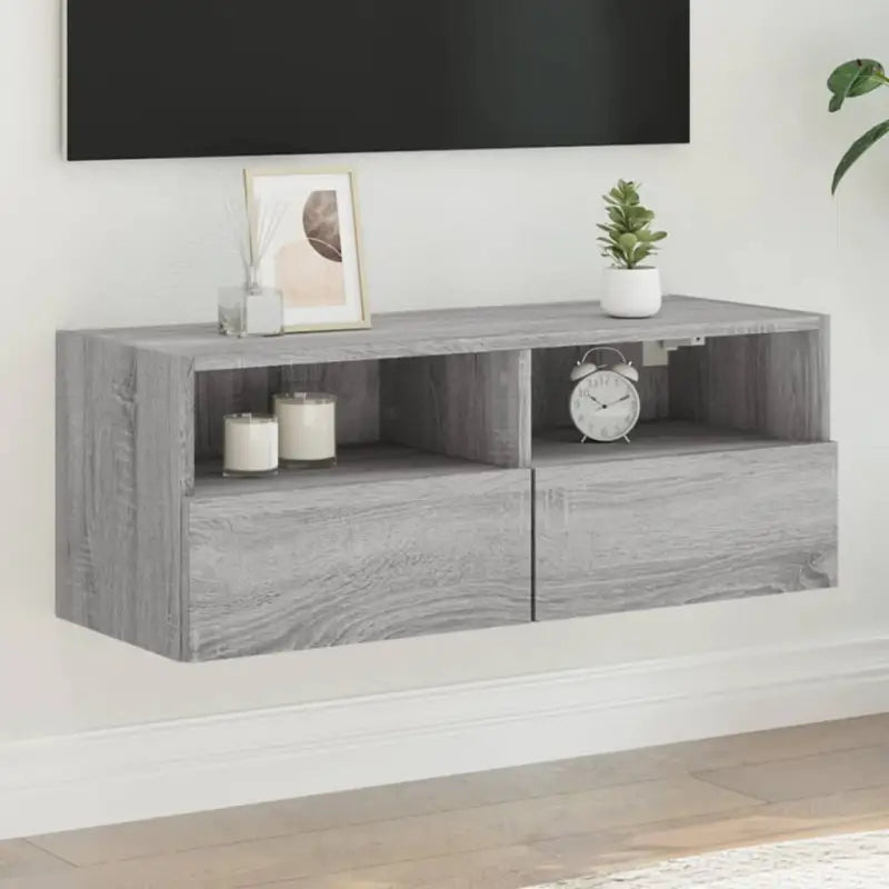 Tv-wandmeubels van bewerkt hout voor een opgeruimde woonkamer - Grijs sonoma / 1 / 80 cm - Tv-meubels