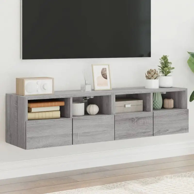Tv-wandmeubels van bewerkt hout voor een opgeruimde woonkamer - Grijs sonoma / 2 / 60 cm - Tv-meubels