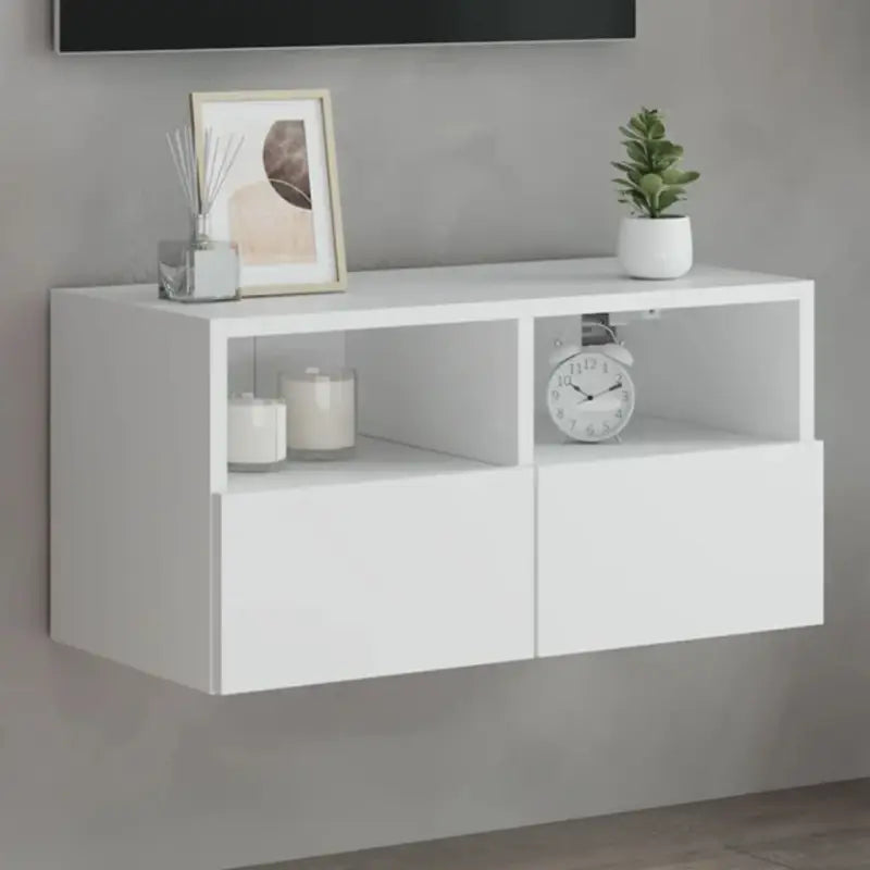 Tv-wandmeubels van bewerkt hout voor een opgeruimde woonkamer - Wit / 1 / 60 cm - Tv-meubels