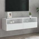 Tv-wandmeubels van bewerkt hout voor een opgeruimde woonkamer - Wit / 1 / 100 cm - Tv-meubels