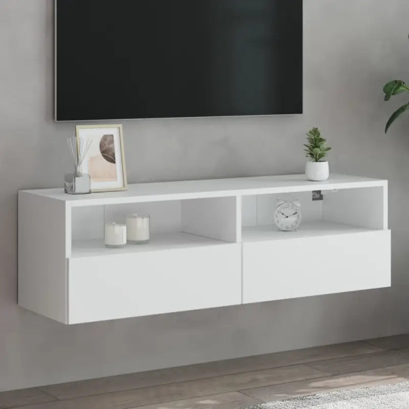 Tv-wandmeubels van bewerkt hout voor een opgeruimde woonkamer - Wit / 1 / 100 cm - Tv-meubels
