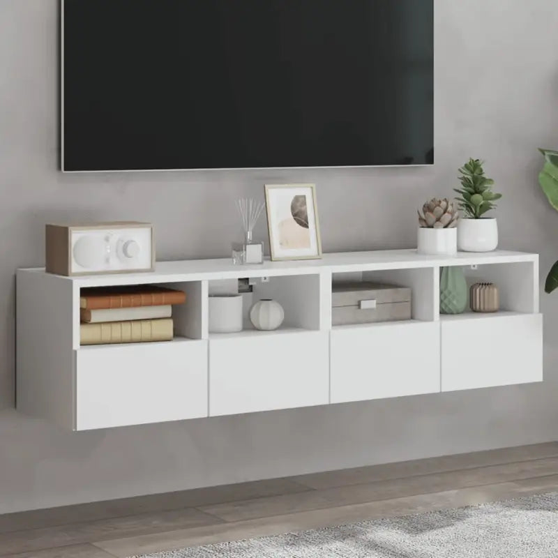 Tv-wandmeubels van bewerkt hout voor een opgeruimde woonkamer - Wit / 2 / 60 cm - Tv-meubels
