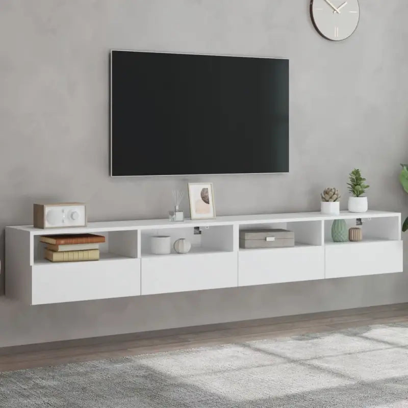 Tv-wandmeubels van bewerkt hout voor een opgeruimde woonkamer - Wit / 2 / 100 cm - Tv-meubels