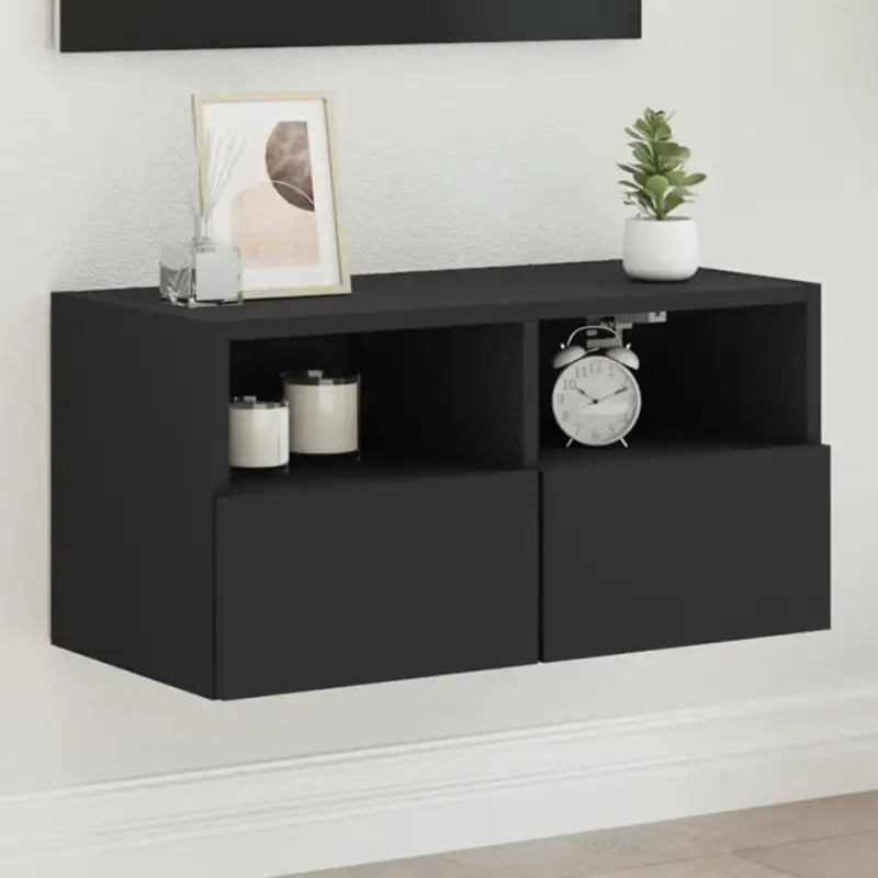 Tv-wandmeubels van bewerkt hout voor een opgeruimde woonkamer - Zwart / 1 / 60 cm - Tv-meubels