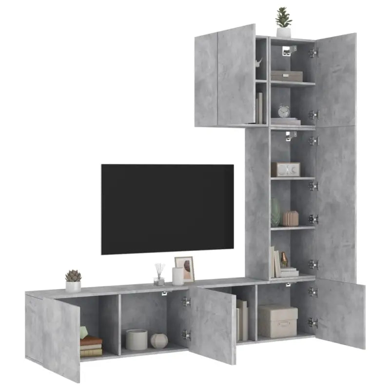 Tv-wandmeubels van bewerkt hout voor een stijlvolle en opgeruimde woonkamer - Betongrijs / 1 - Tv-meubels
