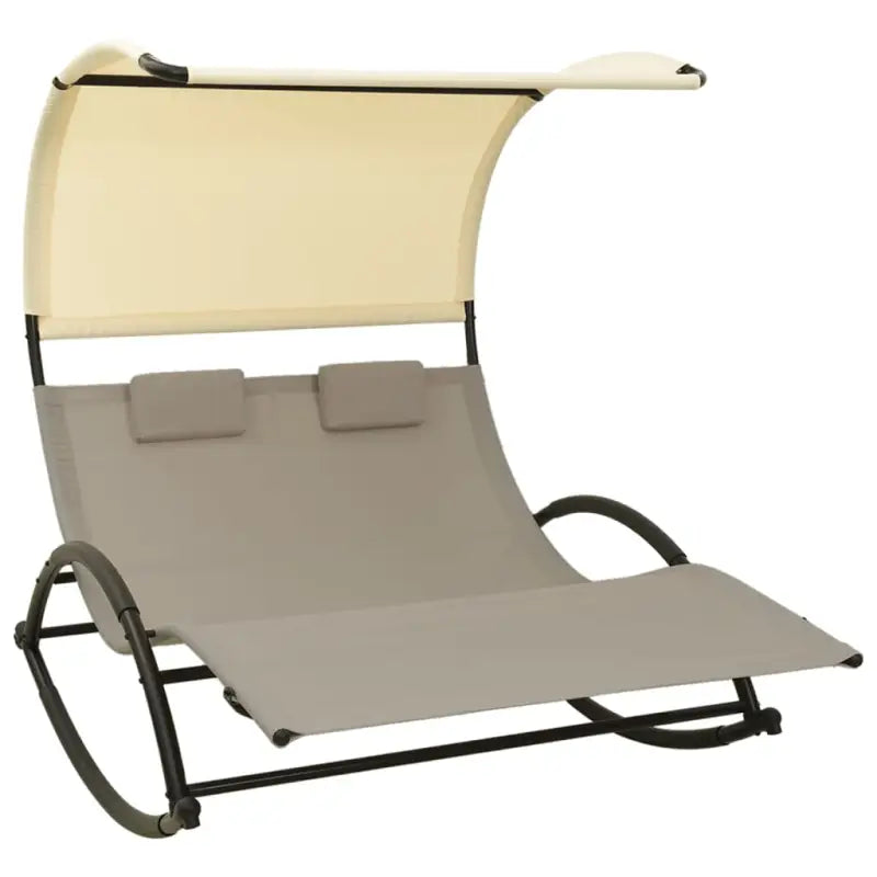Tweepersoons Schommel Lounge Chair voor Buitengebruik - taupe en crèmekleurig / 1 - Ligstoelen