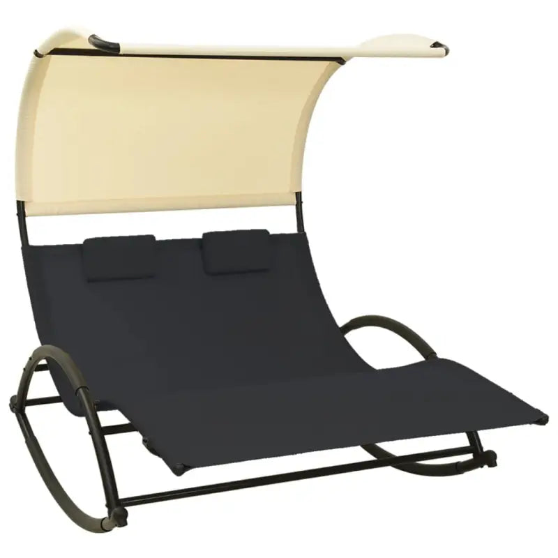 Tweepersoons Schommel Lounge Chair voor Buitengebruik - Zwart en crème / 1 - Ligstoelen
