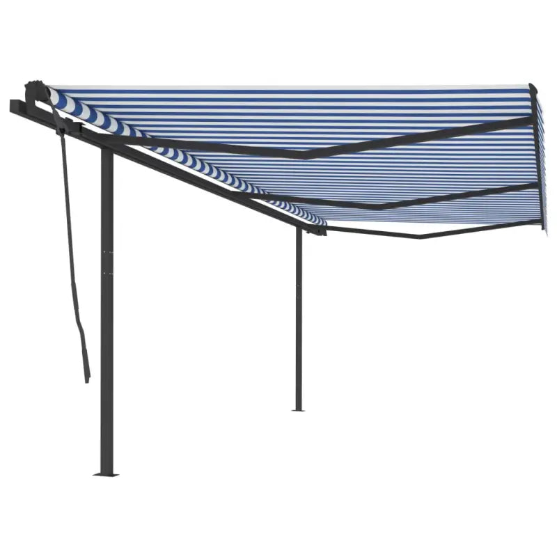 Uitbreidbare terrasluifel met gepoedercoat aluminium voor bescherming en koelte - Blauw en wit / 6 x 3.5 m / 1