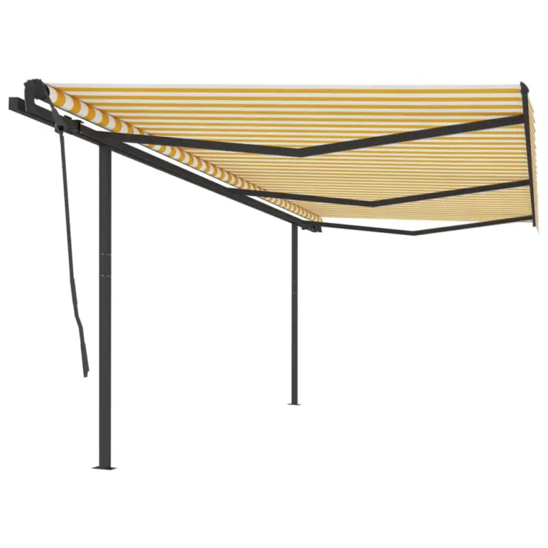 Uitbreidbare terrasluifel met gepoedercoat aluminium voor bescherming en koelte - Geel en wit / 6 x 3.5 m / 1