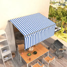 Uitschuifbare aluminium buitenluifel voor schaduw en koelte - Blauw en wit / 3 x 2.5 m / 1 - Zonwering