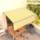 Uitschuifbare aluminium buitenluifel voor schaduw en koelte - Geel en wit / 4.5 x 3 m / 1 - Zonwering