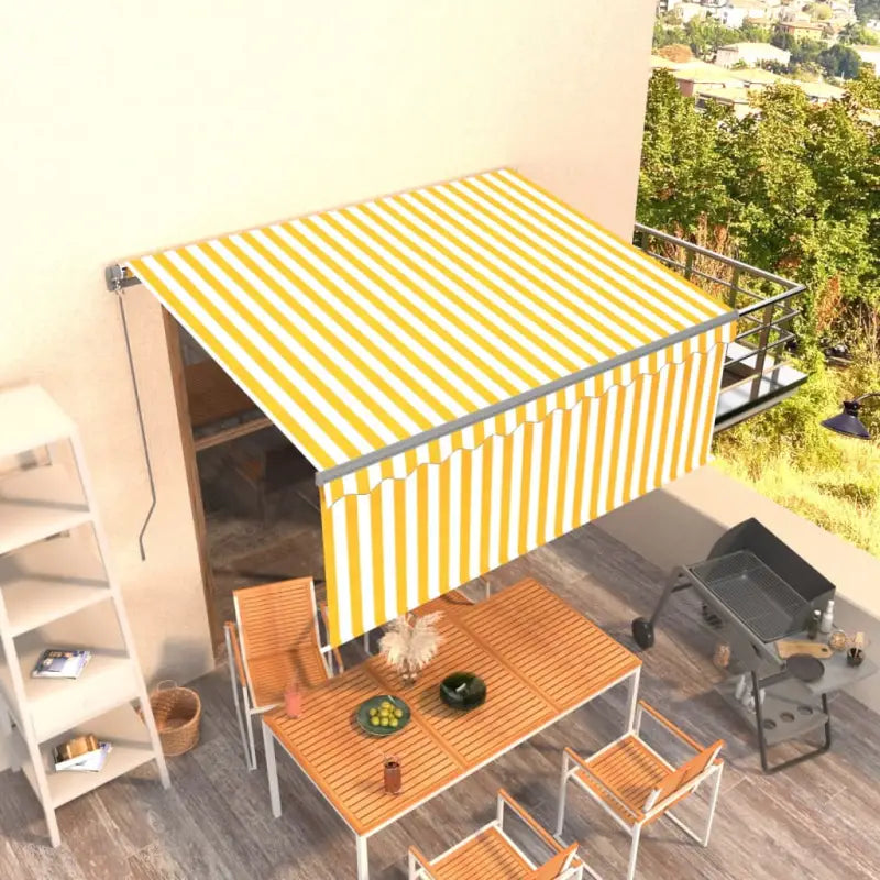 Uitschuifbare aluminium buitenluifel voor schaduw en koelte - Geel en wit / 3 x 2.5 m / 1 - Zonwering